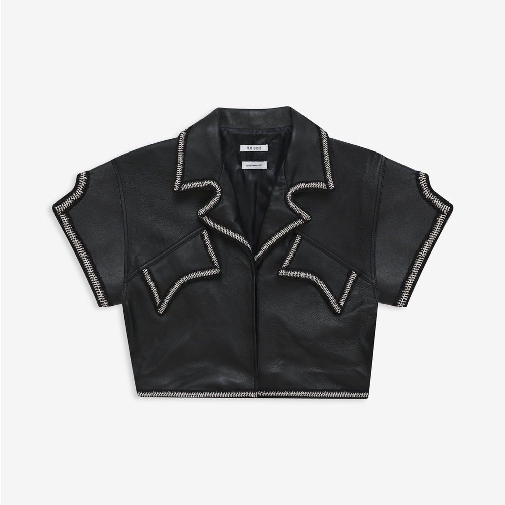 Rhude Lace Trim Leather Shirt